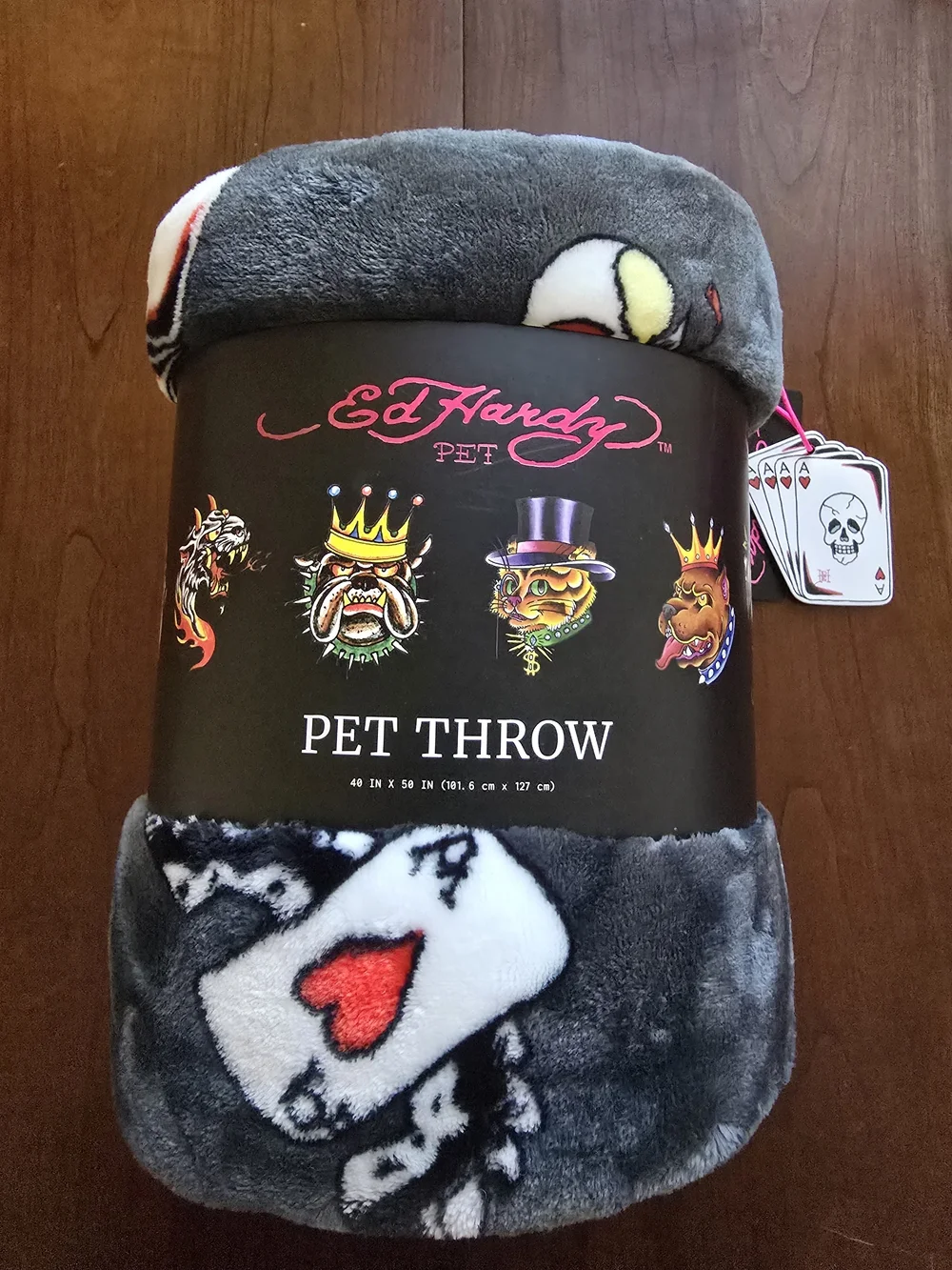 Ed Hardy Black Throw with Colorful Graphics, 50